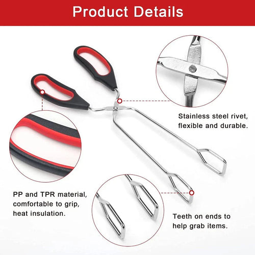 3 Pack Stainless Steel Scissor Tongs, Kitchen Tongs for Cooking Food Tongs BBQ